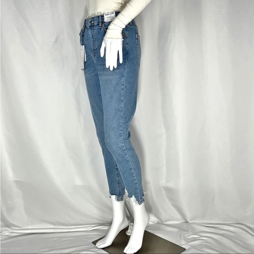 TopShop Jamie Blue High Waist Jagged Hem Skinny Jeans Sz28 Waist28” Inseam26.5” - Picture 6 of 16
